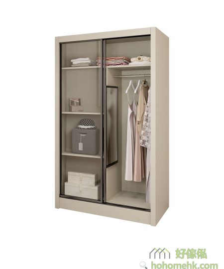 WallaceS+奶茶色玻璃推拉門衣櫃