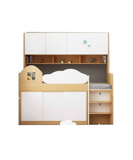 Riley 兒童半高床帶衣櫃書枱組合