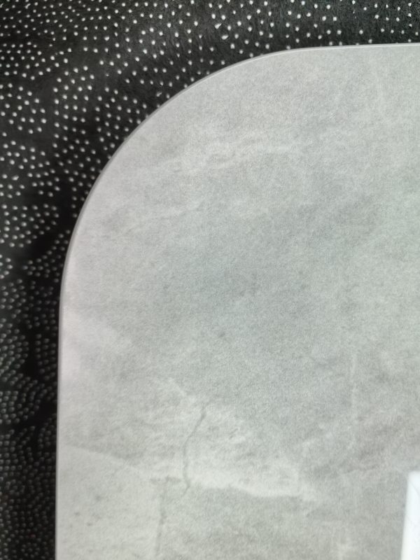 工廠實拍: Lillian實木岩板餐枱，收起0.9米，打開1.2米長，亮光意大利灰岩板，配黑腳