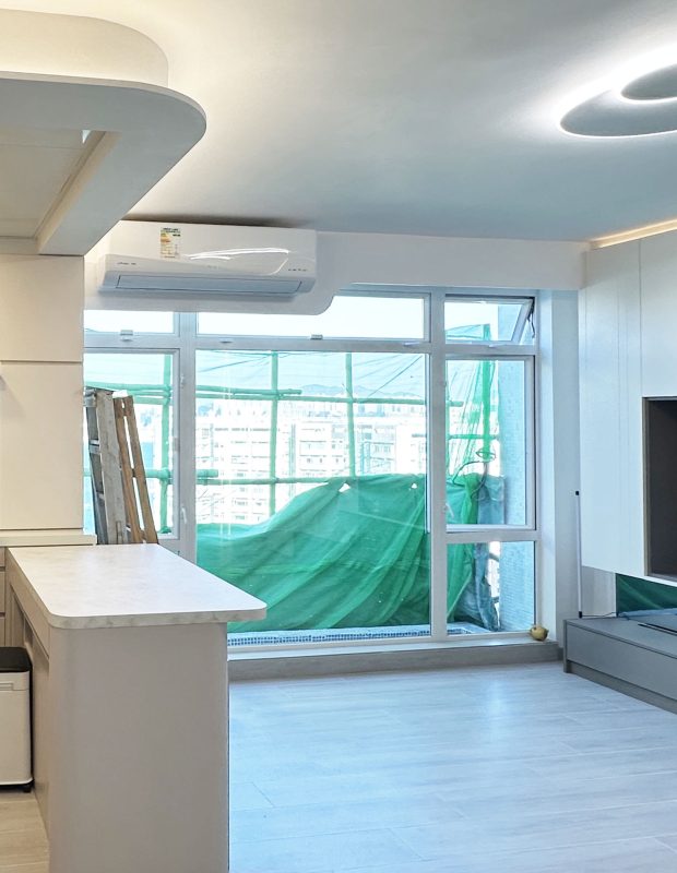 北角城市花園鋁窗工程完成！新鋁窗用了白色窗框，更加配合客戶家的新裝修和新傢俬設計。